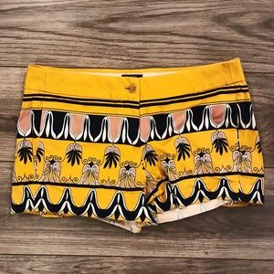 J. Crew 3in Navy and Yellow Tribal Print Shorts